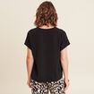 Blouse fluide manches courtes noir femme