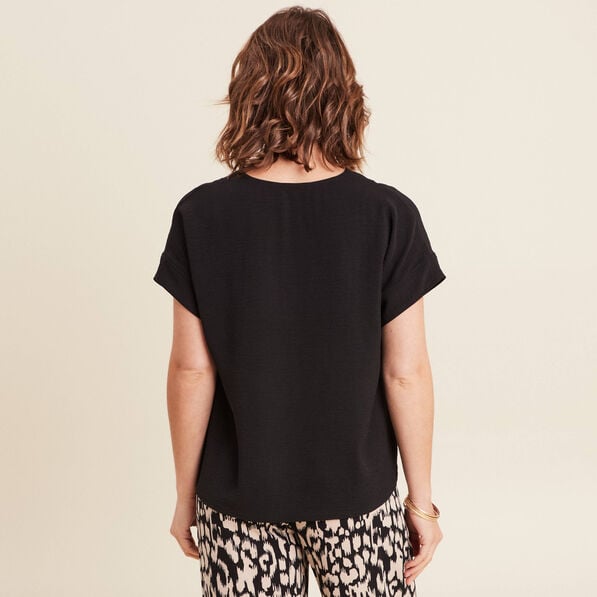blouse fluide manches courtes noir femme Blouse fluide manches courtes noir femme