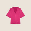 Blouse manches 3/4 satin rose fushia femme