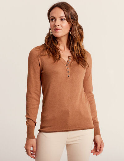 Pull manches longues camel femme