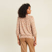 T-shirt col rond manches 3/4 marron femme