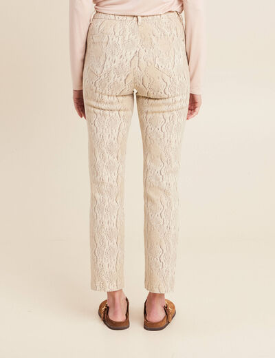 Pantalon 7/8ème taille haute beige femme
