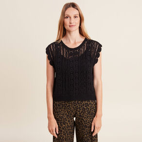 Débardeur macramé noir femme
