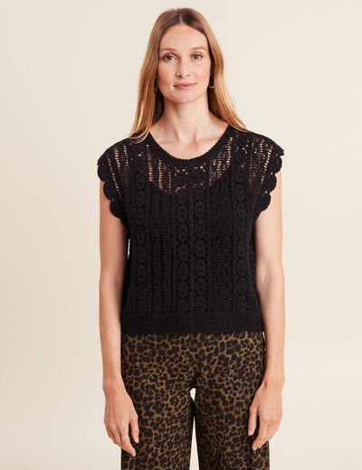 Débardeur macramé noir femme