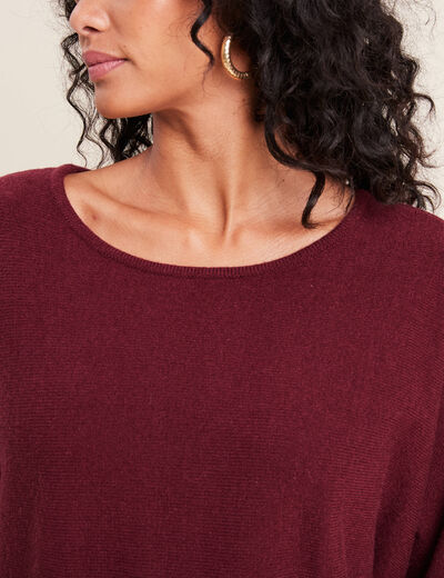 Pull manches longues bordeaux femme
