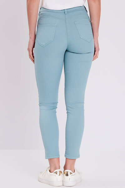 Pantalon léger taille standard 7/8ème bleu canard femme