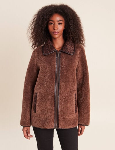 Manteau r&eacute;versible marron femme