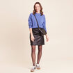 Jupe doubl&eacute;e en similicuir noir femme