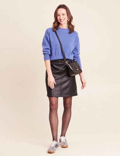 Jupe doubl&eacute;e en similicuir noir femme
