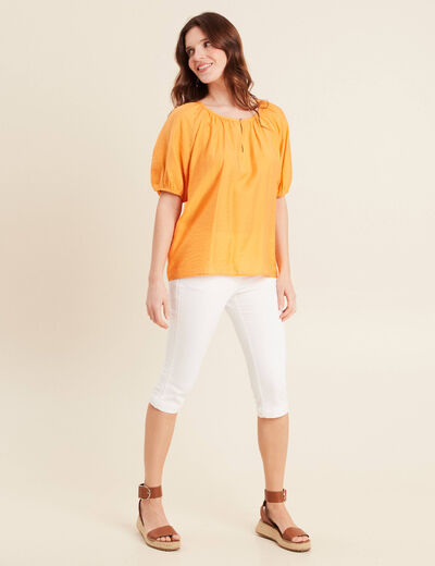 Blouse manches 3/4 orange clair femme