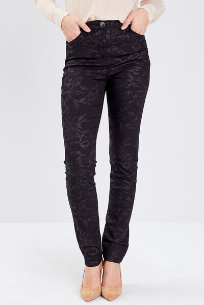 Pantalon ajusté denim noir femme