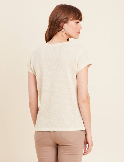 Top droit col en V ecru femme