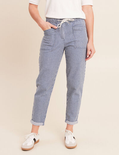 Jean coupe mom 7/8&egrave;me bleu femme