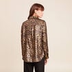 Chemise droite mi-longue brillante noir femme