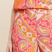 Pantalon large taille haute orange femme