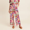 Pantalon large taille haute mauve femme