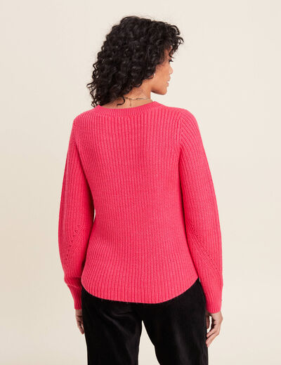 Pull manches longues rose framboise femme