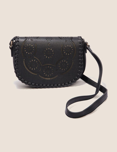 Sac besace perforé noir femme