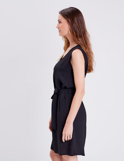 Robe droite ceinturée noir femme