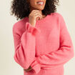 Pull col rond rose framboise femme