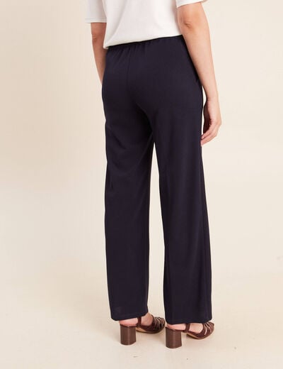 Pantalon taille haute bleu fonc&eacute; femme