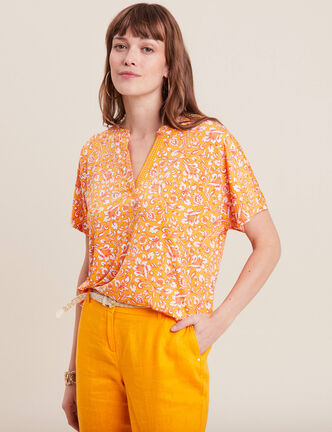 T-shirt manches courtes jaune fonc&eacute; femme