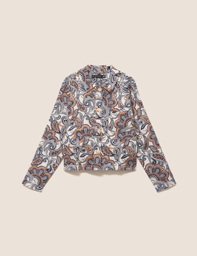 Veste courte droite manches longues marron femme
