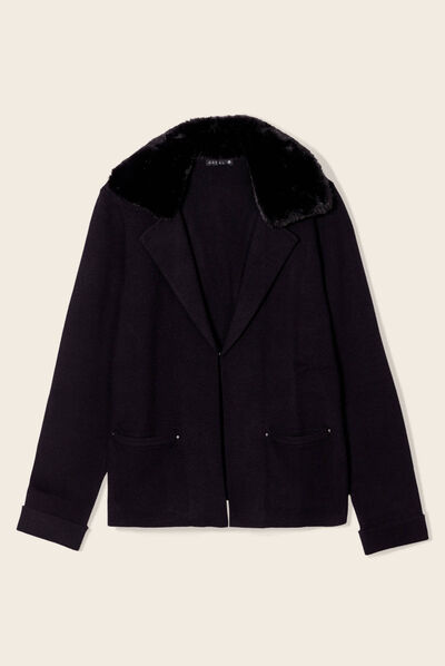 Gilet manches longues noir femme