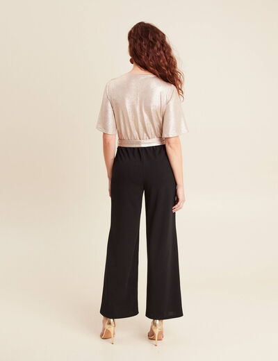 Combinaison pantalon droite couleur or femme