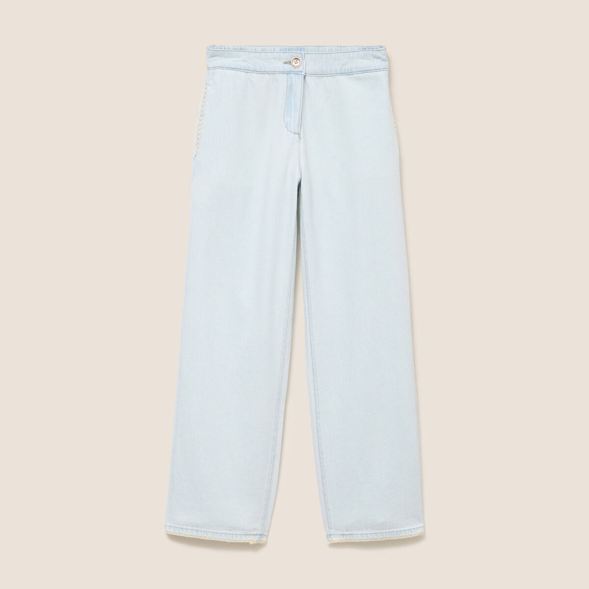 Jean large en coton denim bleach femme