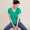 Pull à manches courtes vert turquoise femme