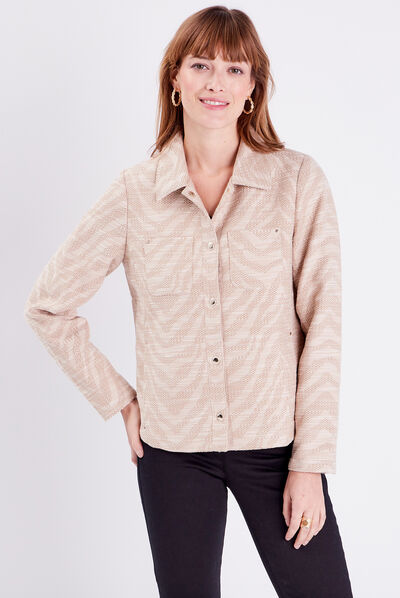 Veste droite boutonnée beige femme