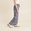 Pantalon large taille haute bleu femme