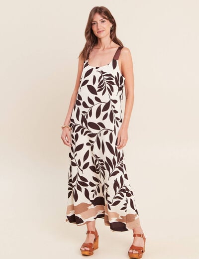 Robe longue &eacute;vas&eacute;e col rond &agrave; bretelles noir femme
