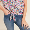 Chemise manches courtes fluide bleu femme