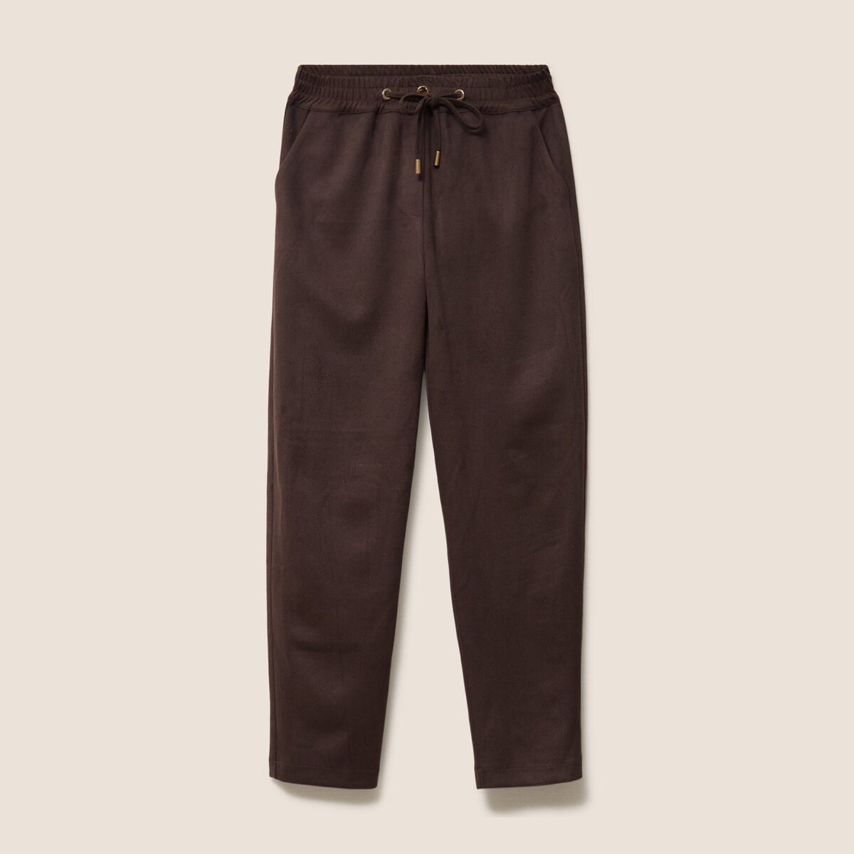 Jogging aspect daim marron fonc&eacute; femme