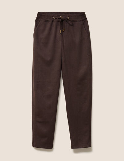 Jogging aspect daim marron fonc&eacute; femme