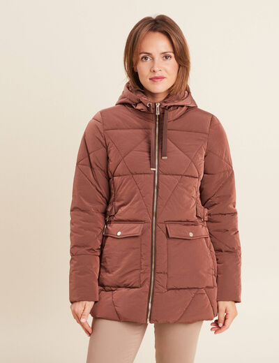 Doudoune cintrée à capuche vieux rose femme