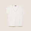 T-shirt col V manches courtes ecru femme