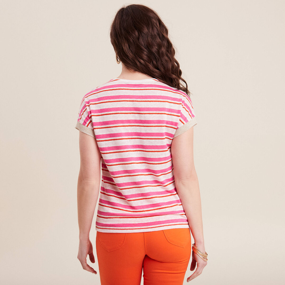 T-shirt manches courtes orange femme