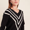 Pull col v noir femme
