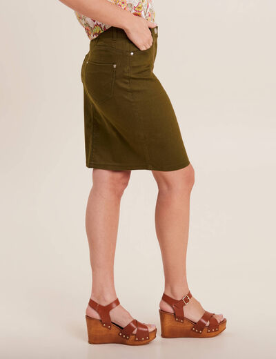 Jupe droite vert olive femme