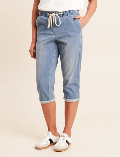 Pantacourt coupe mom denim double stone femme