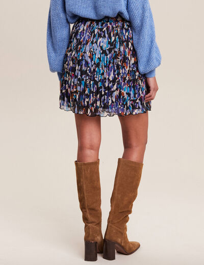 Jupe évasée plissée bleu femme