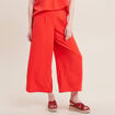 Pantalon large &eacute;lastiqu&eacute; orange femme
