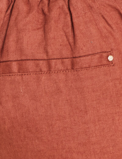 Pantalon flou ceinturé marron foncé femme