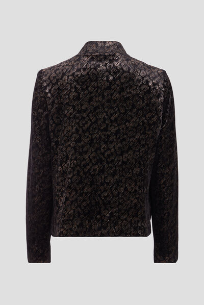 Veste droite velours noir femme