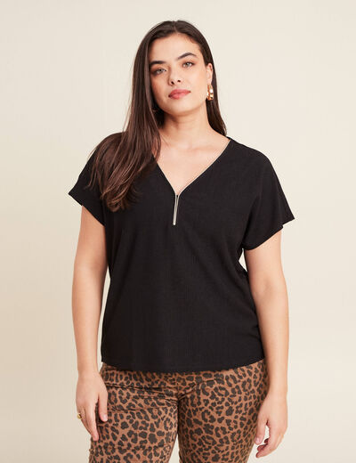 T-shirt manches courtes noir femme