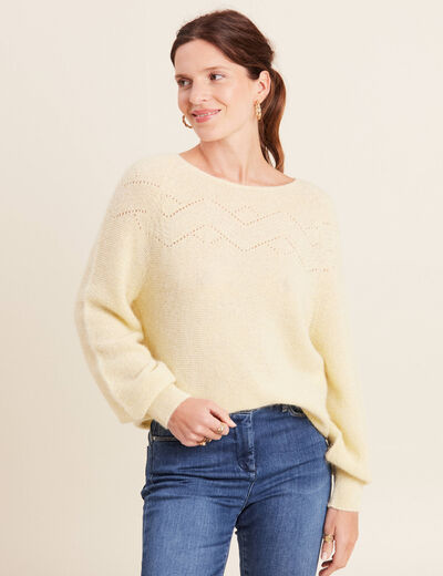 Pull confectionné en France jaune pastel femme