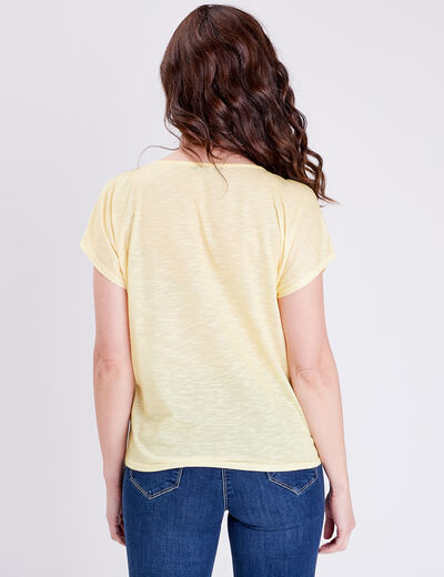 T-shirt manches courtes jaune clair femme